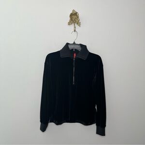 SPANX Black Velvet Half-Zip Pullover Sweatshirt